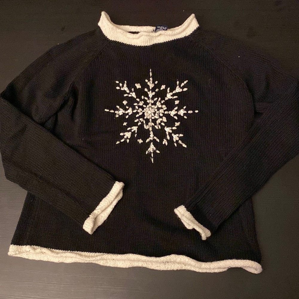 GAP Children’s Black and White Snowflake Sweater